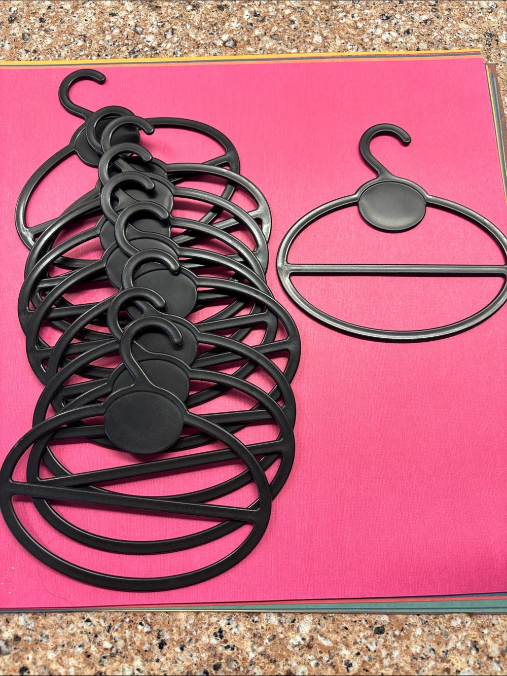 Set of 10 Black Plastic Scarf & Belt Hangers